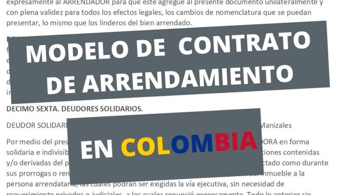 Modelo Contrato De Arrendamiento En Colombia