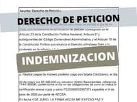 derecho de peticion por indemnizacion