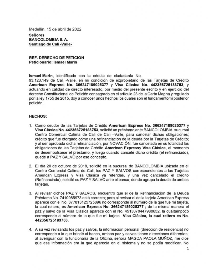 ▷ Modelo derecho de petición contra BANCOS | Word