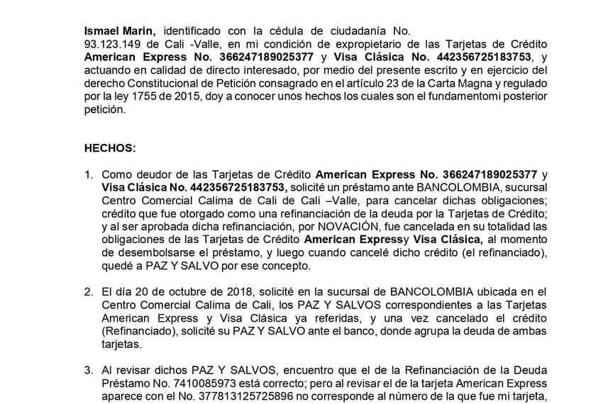 derecho de peticion contra banco pagina 1