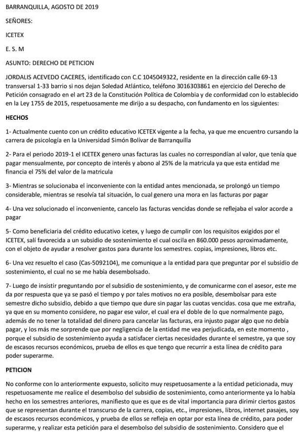 Derecho De Peticion Icetex Modelo Y Ejemplos 2021