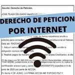 derecho de peticion cancelar servicio de internet