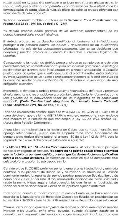 dereho de peticion electricaribe no facturada pagina 4