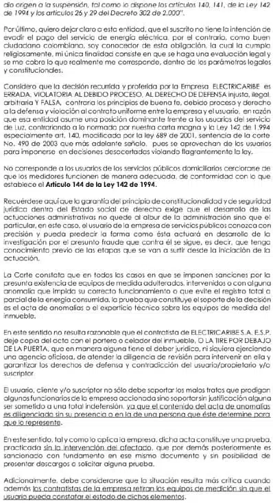 dereho de peticion electricaribe no facturada pagina 5