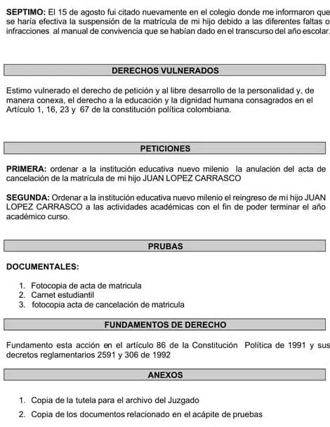 Ejemplo de accion de tutela por educacion (libre personalidad)