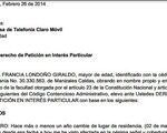 ejemplo del formato de derecho de peticion