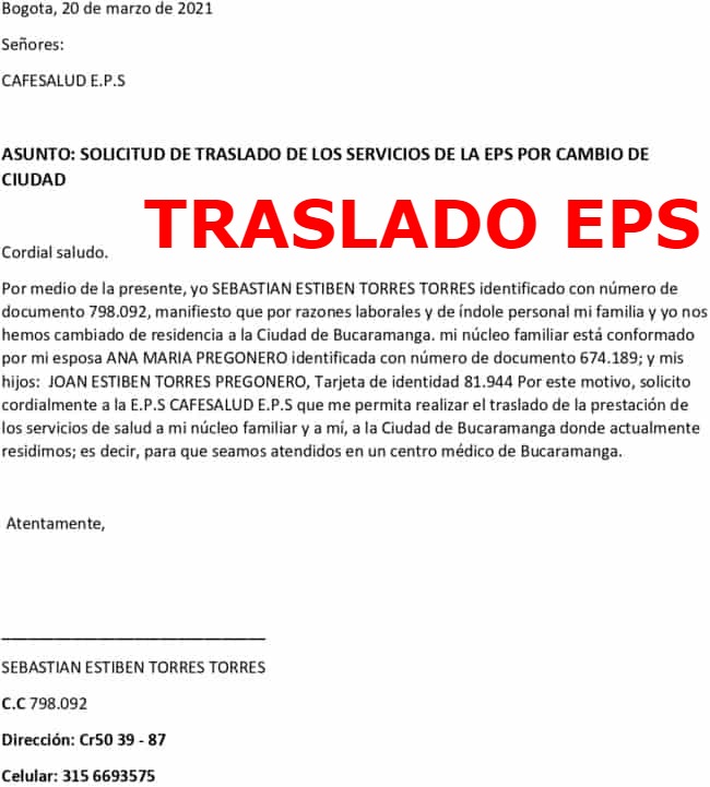 3 Ejemplos De Carta Solicitar Cambio De Eps 2024