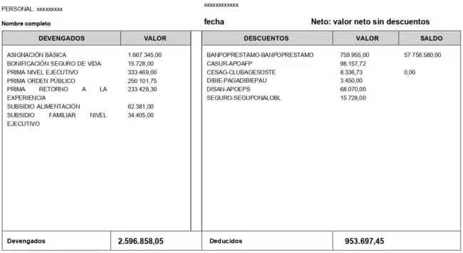 formato de desprendible de pago en word