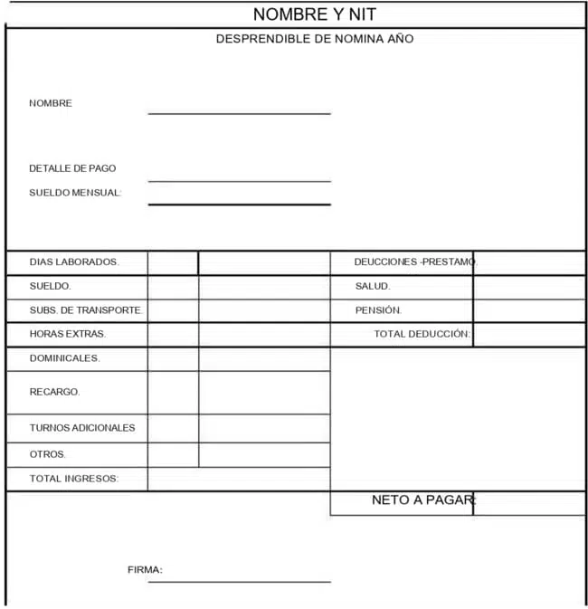 formato en word de desprendible de pago
